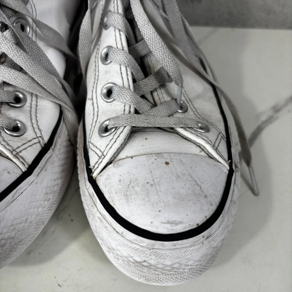 Converse Chuck Taylor All Star Lift Hi Women 8.5 White Fair Leather Platform